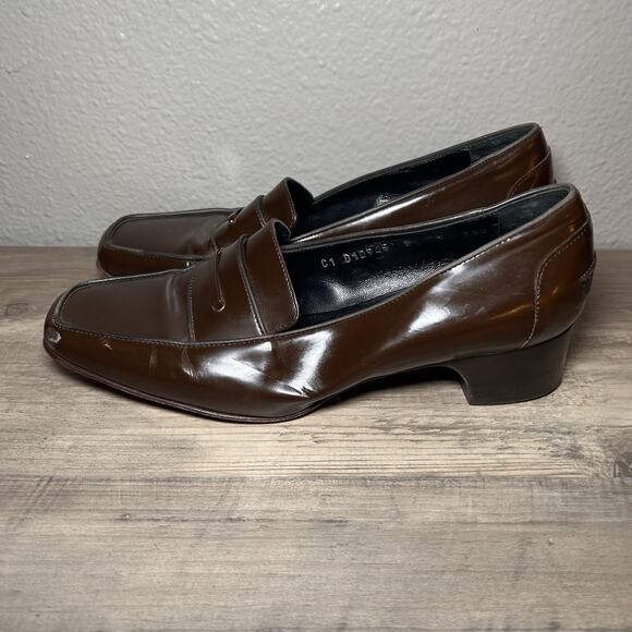 VTG Cole Haan Womens Loafer Pump Size 8.5B Brown Leather Block Heel Y2K 90s Shoe - Picture 3 of 10